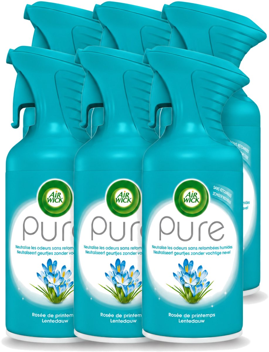 6 x Air Wick - Luchtverfrisser Spray - Pure Lentedauw - 250ml - Voordeelverpakking - 6 stuks