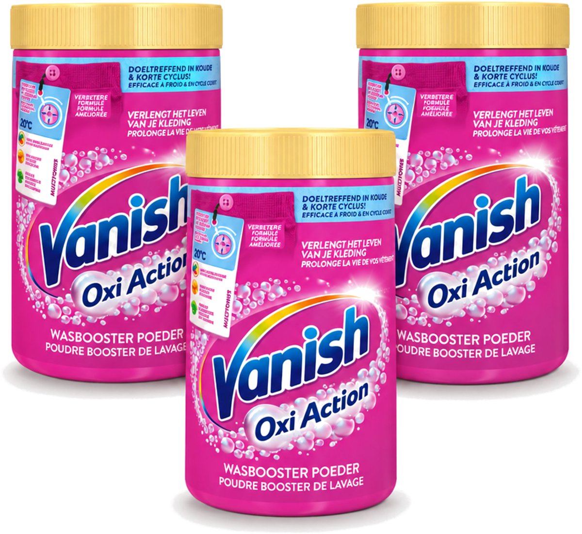 3 x Vanish Oxi Action - Vlekkenverwijderaar - Wasbooster - Gekleurde Was - 1.5 Kg - Voordeelverpakking - 3 stuks