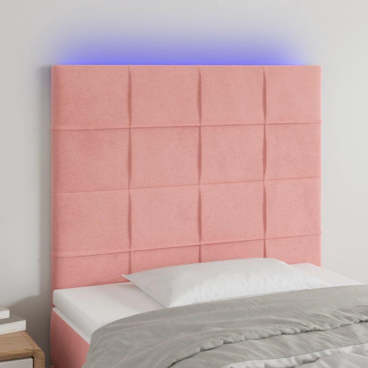 Roze, 100 x 5 x 118/128 cm, fluweel, voor de slaapkamer, hotel, hoofdeinde, werkkamer, voor slaapkamer, tweede slaapkamer, hotel