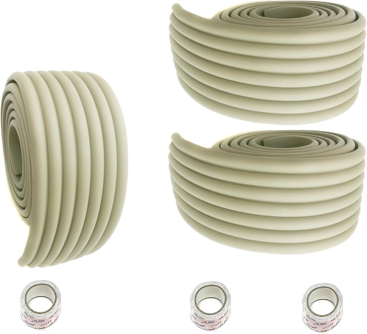 Universele zekeringbuffer 6 m x 80 mm, zachte stootbescherming voor baby's en kinderen, sponskussen, kindveilig, zachte bescherming, anti-botsingsbumper, 3 x 2 m, grijs