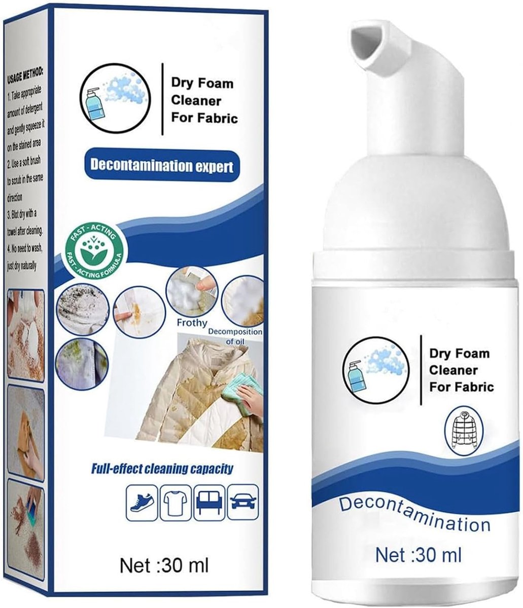 Droogreiniger voor kleding, droogverzorging, vlekverwijderaar, droogschuimreiniger, ontsmetting, wasvrije schuimreiniger, Dry Foam Cleaner voor kleding, droogschuimreiniger voor kleding, 30 ml