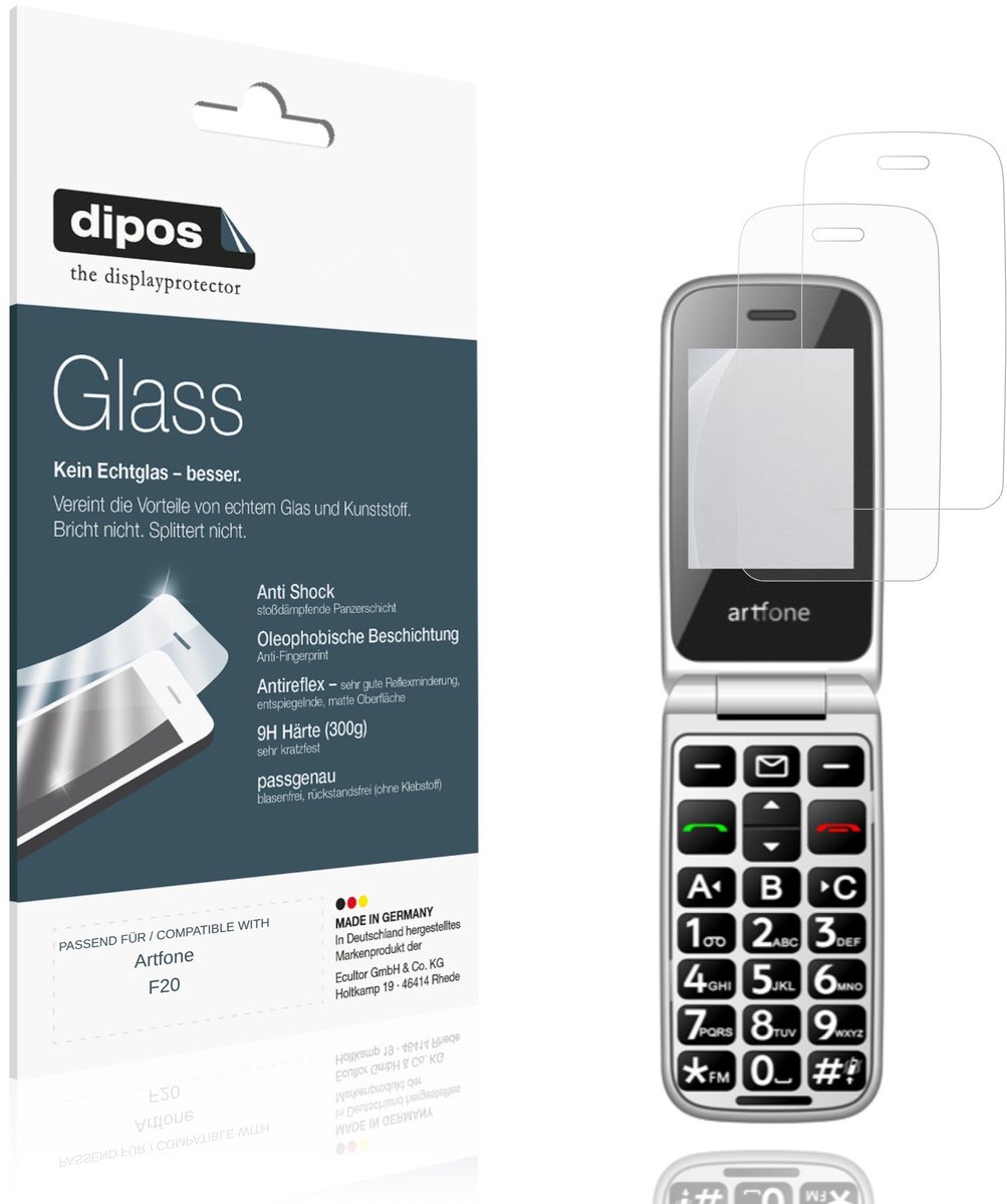 dipos – 2x Matte Pantserfolie geschikt voor Artfone F20 | 9H Screenprotector