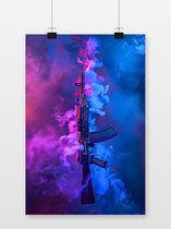 AK47 Poster - Wapen - Modern - Coole - Retro - Iconisch - Militair - posters - formaat 50x70cm - Wanddecoratie - S3663MT