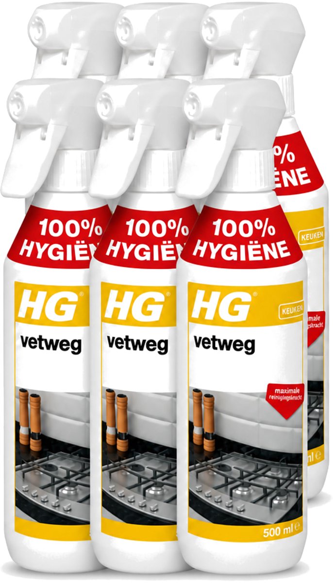 6 x HG - Vetweg - Maximale Reinigingskracht - 500 ml - Voordeelverpakking - 6 stuks
