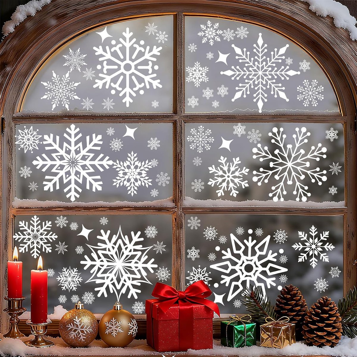 Raamafbeeldingen voor Kerstmis, zelfklevend, 160 raamdecoratie, Kerstmis, sneeuwvlokken, raamafbeeldingen, wit, raamstickers, Kerstmis, raamstickers, winter, voor kerstdecoratie, raam