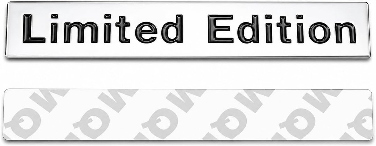 3D Limited Edition Metalen autoembleem, chroom/zwart/rood, 10 x 2 cm, zelfklevend, weerbestendig, universele badge voor auto, motorfiets, decoratie (chroom (zwart letter))