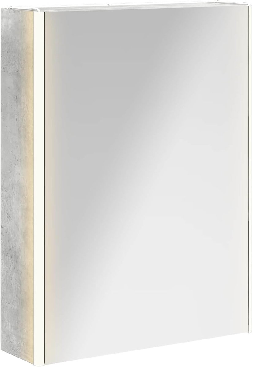 Badkamer spiegelkast beton grijs 53,5 x 15,5 x 70 cm, badkamerkast opbergkast voor make-up wastafel gastenbadkamer 889234