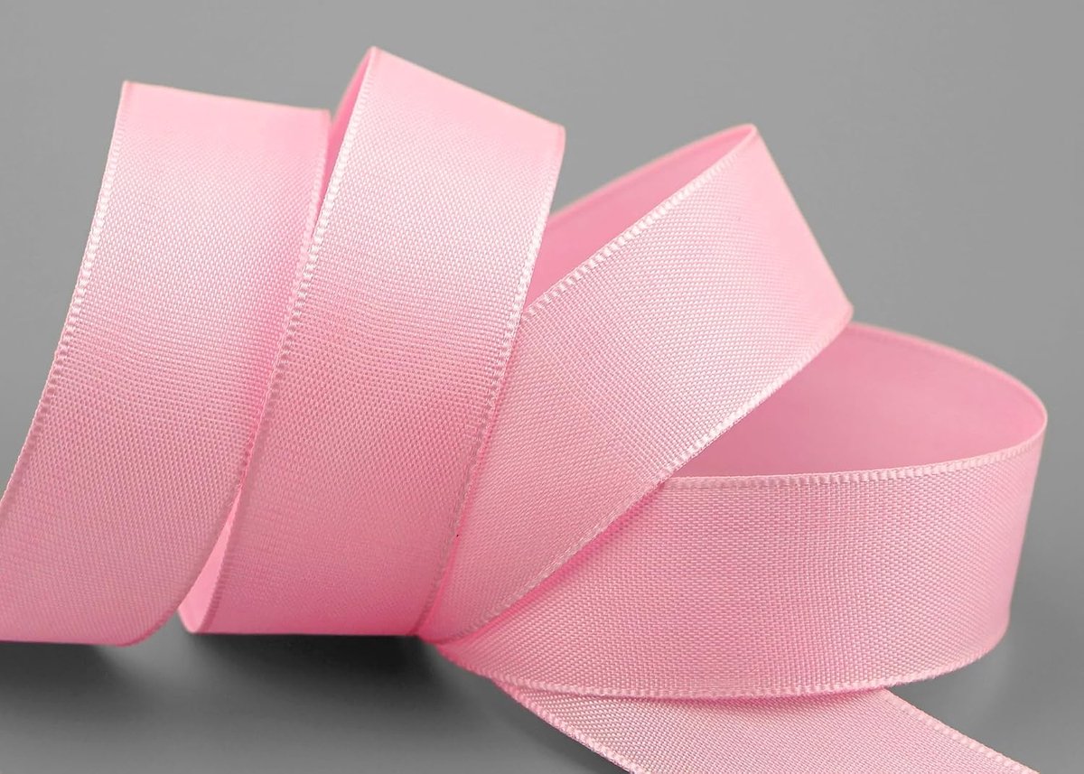 Lint, mat zonder draad, lichtroze, 020, decoratieband, cadeaulint, stoffen lint, tafeldecoratie, bruiloft, Pasen, lint, visco, taftband, met webrand, 50 m x 25 mm