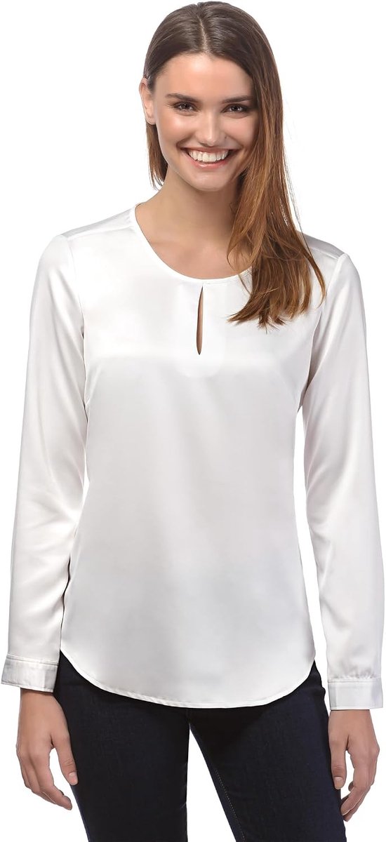 Blouse, licht getailleerd, ronde hals.