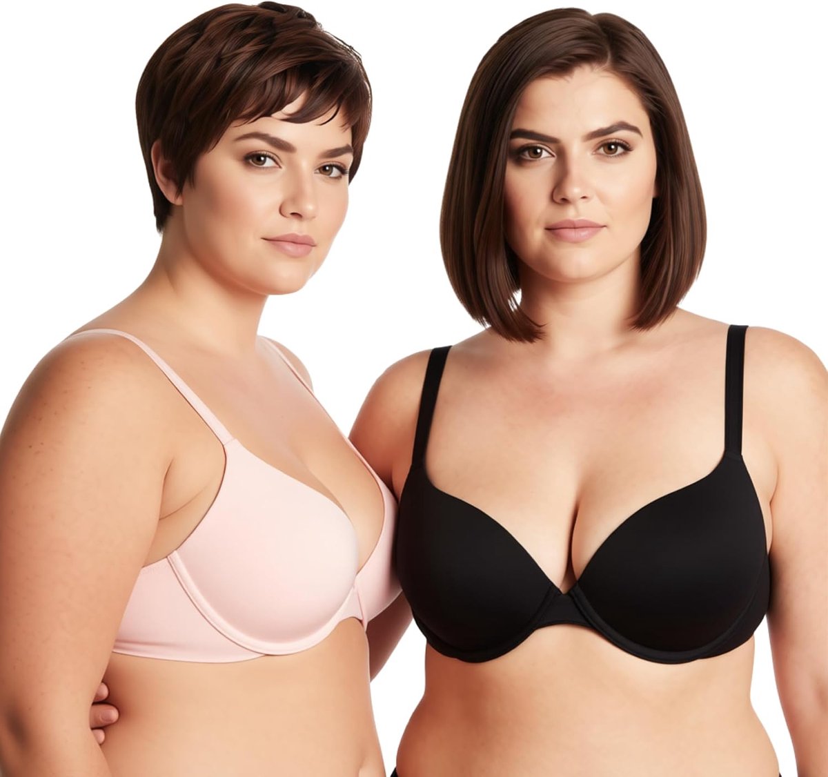 Muse Dames Grote maat Volledige dekking Gewatteerd Beugelbeha-2 Stuks
