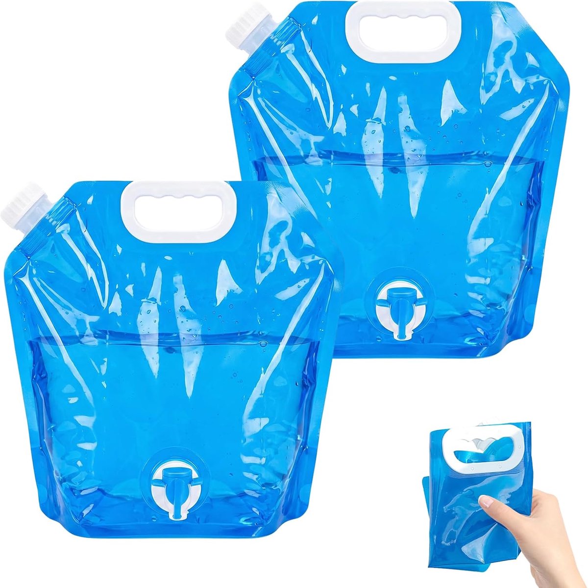 Waterzak, opvouwbare waterjerrycan met deksel, 10 l, duurzaam, voor kamperen, wandelen, barbecues, picknicks en noodsituaties buitenshuis