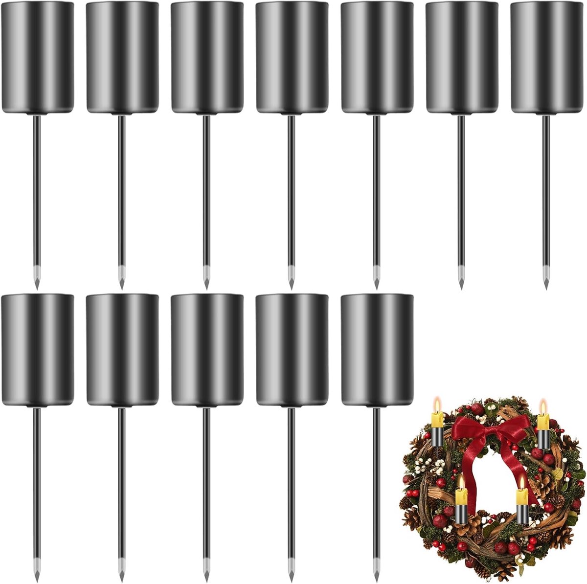 12 stuks kaarsenhouders staafkaars metaal: staafkaarsenhouder kandelaar kaarsenhouder adventskrans met korte doorn retro kaarsenbord voor bruiloft, woonkamer, diner ornamenten voor conisch