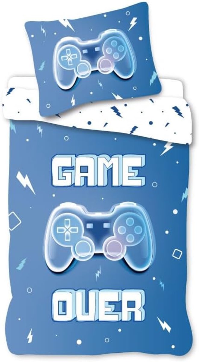 Over Gamer 1-Persoons Dekbedovertrek 135x200 + Kussensloop Controller