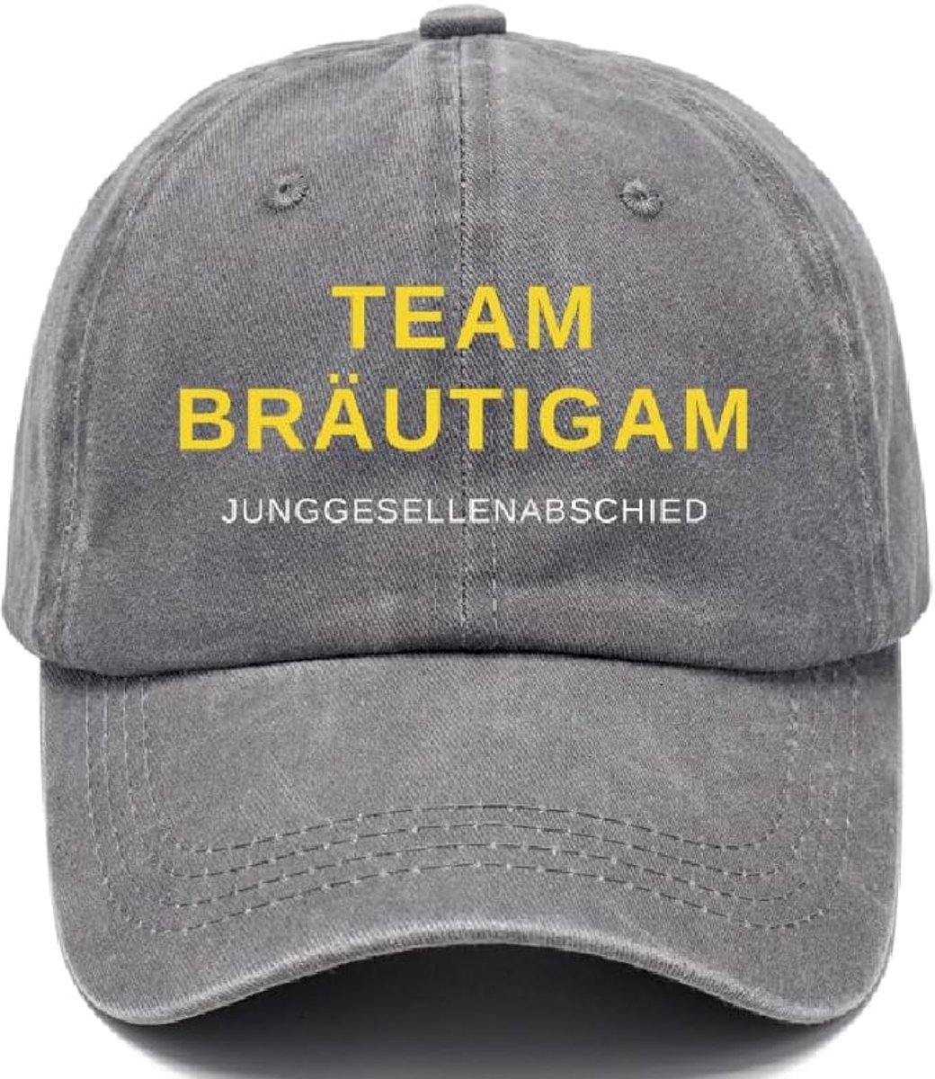 Honkbalpet Team bruidegom voor heren, vrijgezellenfeest, accessoires en decoratie, baseballpet grijs verwassen voor vrijgezellenfeest, verstelbare retro snapback pet, grappige cadeaus voor mannen