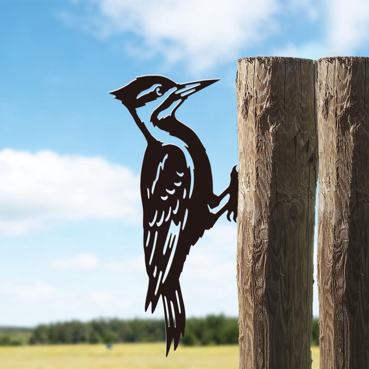 metalen tuinsteker, zwart vogelsilhouet decoratie voor buiten, dubbelzijdig metalen kunstornament voor binnenplaats, gazon, terras, pad, buiten, tuindecoratie