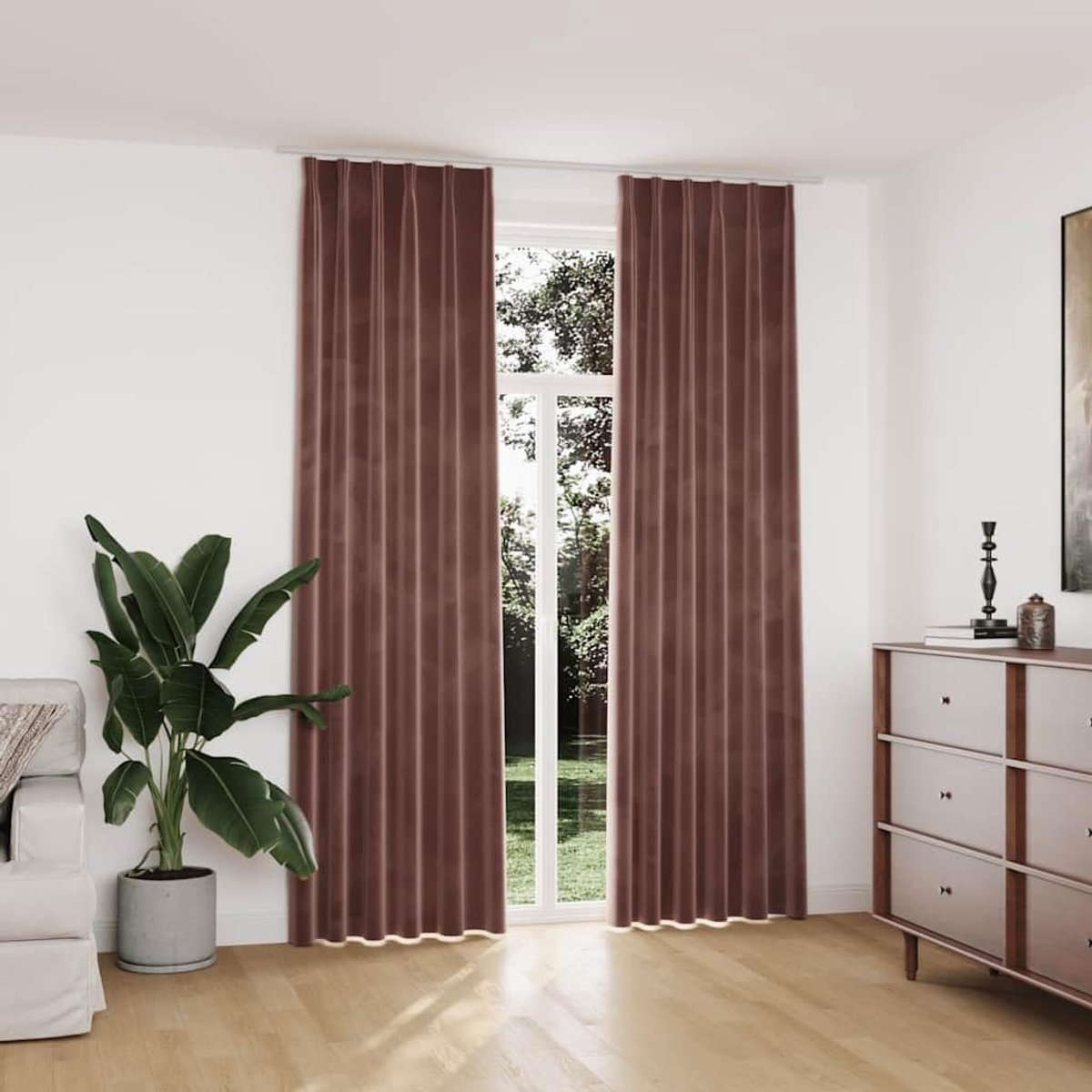 2 stuks, fluweel, antiek roze, 140 x 245 cm, met metalen haken, voor woonkamer, slaapkamer, kantoor, lichtbescherming, gordijnpaar, satijn