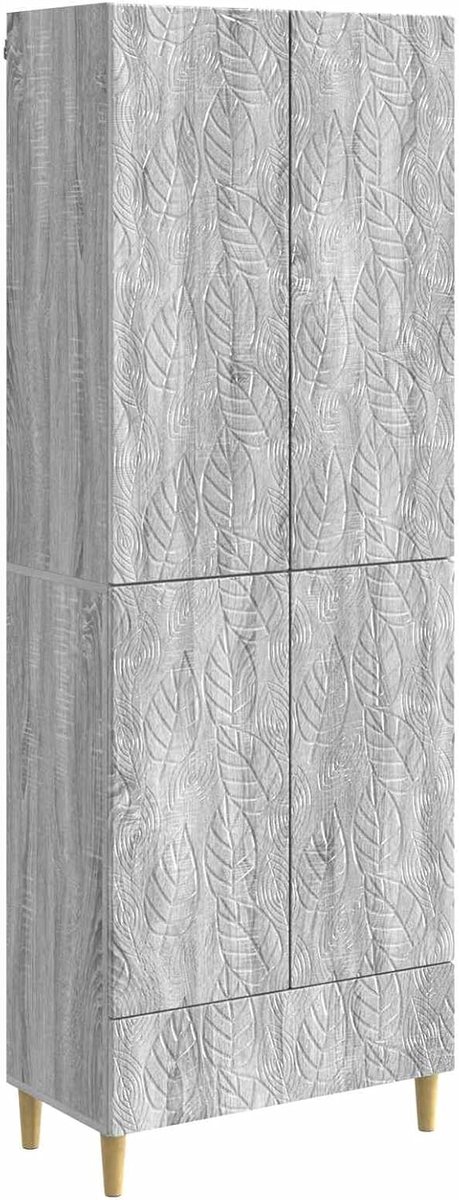2 STK. Kastset, 4 deuren 1 lade 66x34.5x95cm grijs Sonoma, midi-kast, hoge kast, houtmateriaal, stapelbaar, 20 kg per plank, voor slaapkamer, hal, woonkamer, kantoor 3416697