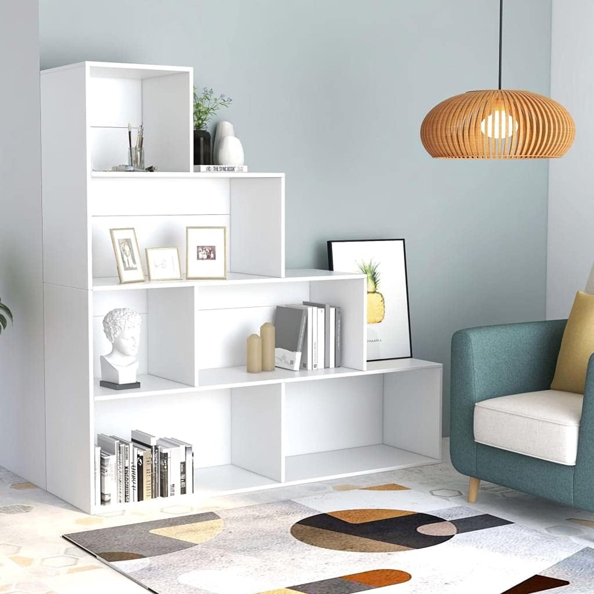 Boekenkast/ruimteverdeler, boekenkast, opbergrek, geschikt voor werkkamer, slaapkamer, hal, kantoor, wit, 155 x 24 x 160 cm, houtmateriaal