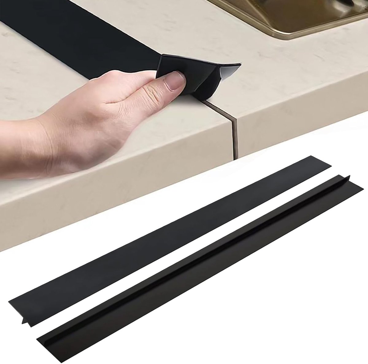 2 stuks, spleetvuller, lange kloofvulling, sluit gemorste vloeistoffen tussen toonbank, fornuis, oven, wasmachine en keukengerei (zwart, 63,5 cm)
