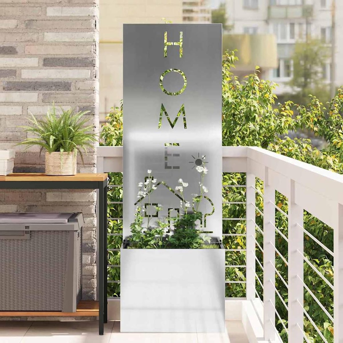 Tuin zichtwerend doek zilver 50 x 140 cm verzinkt staal, elegante inkijkbescherming tuindecoratie muur voor balkon zwembad entree en hotel 876495