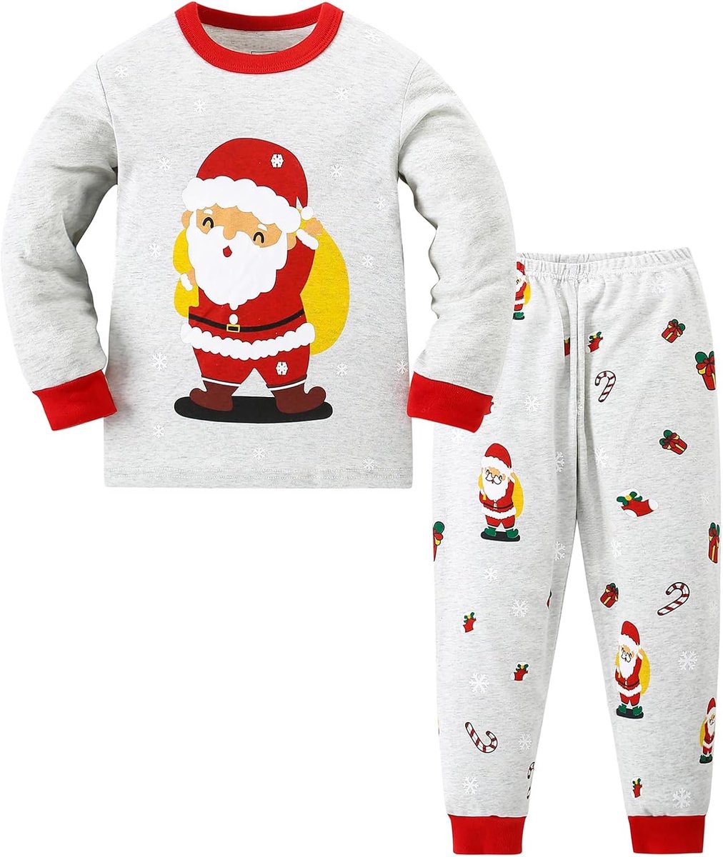 Jongens Pyjama meisjes Kinderen Kerstpyjama Lange mouwen katoen tweedelig 3-12 jaar