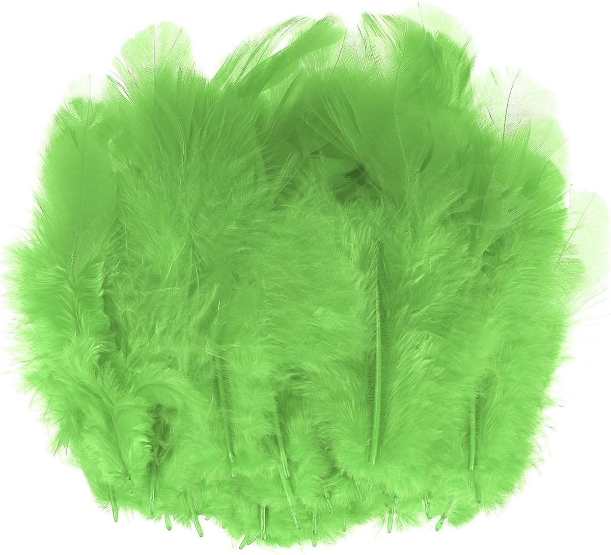 METERXITY Set van 100 haanveer, 4 - 8 cm, bulk, natuurlijke pluizige veren voor knutselen, bruiloft, dromenvanger, doe-het-zelf handwerk, decoraties [fruitgroen]