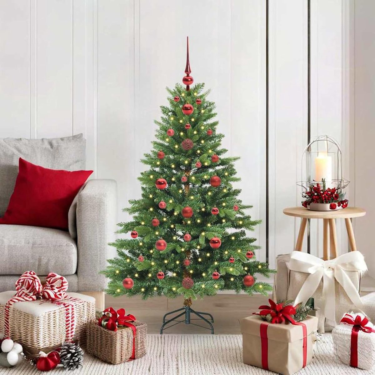 Kunstkerstboom met 150 leds, groen, 120 cm, PE en pvc, kunstkerstboom voor feestelijke evenementen, restaurant-decoratie, kerstmarkt en als familiecadeau 3397523
