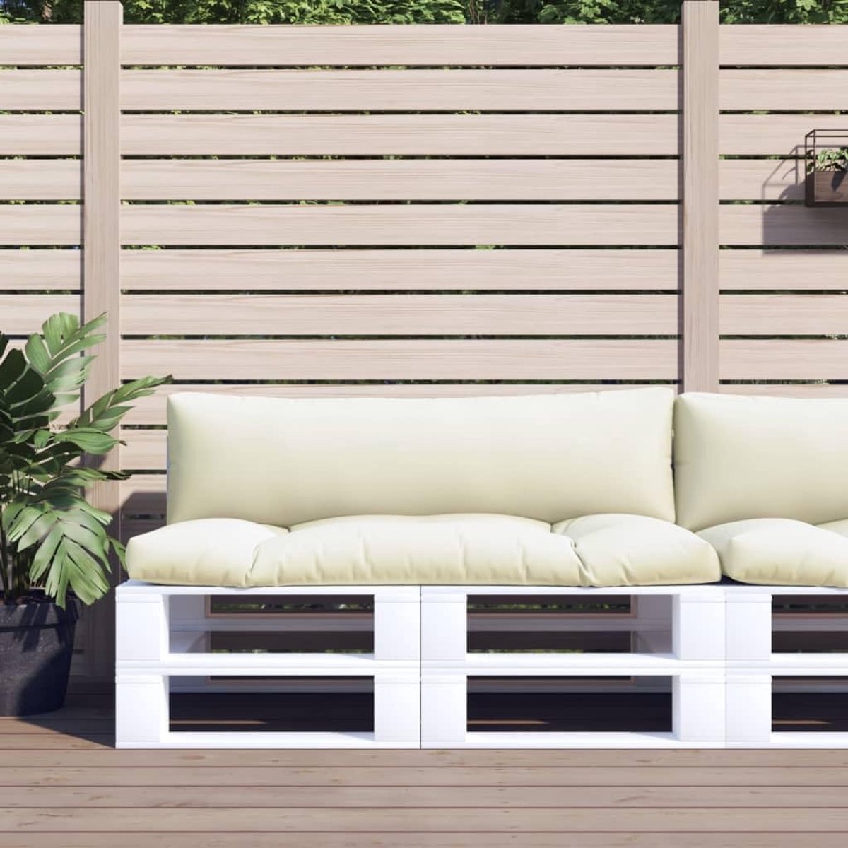 2-dlg. crème stof outdoor kussen tuinkussen met zachte vulling en duurzaam polyester voor zitcomfort en weerbestendigheid