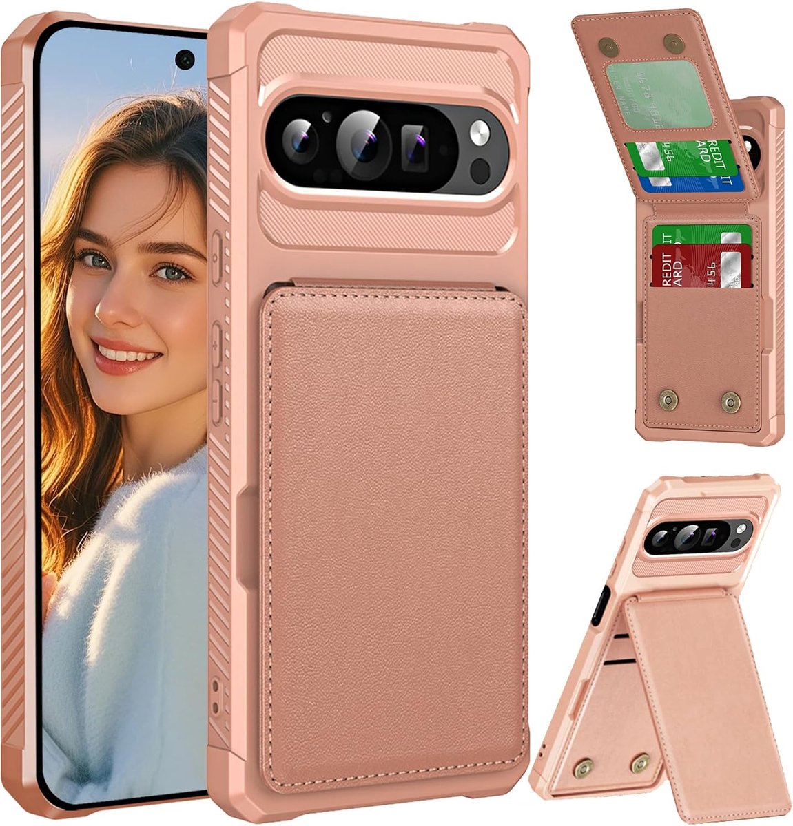 Portemonnee Hoesje voor Google pixel 9 Pro XL ZM Roze