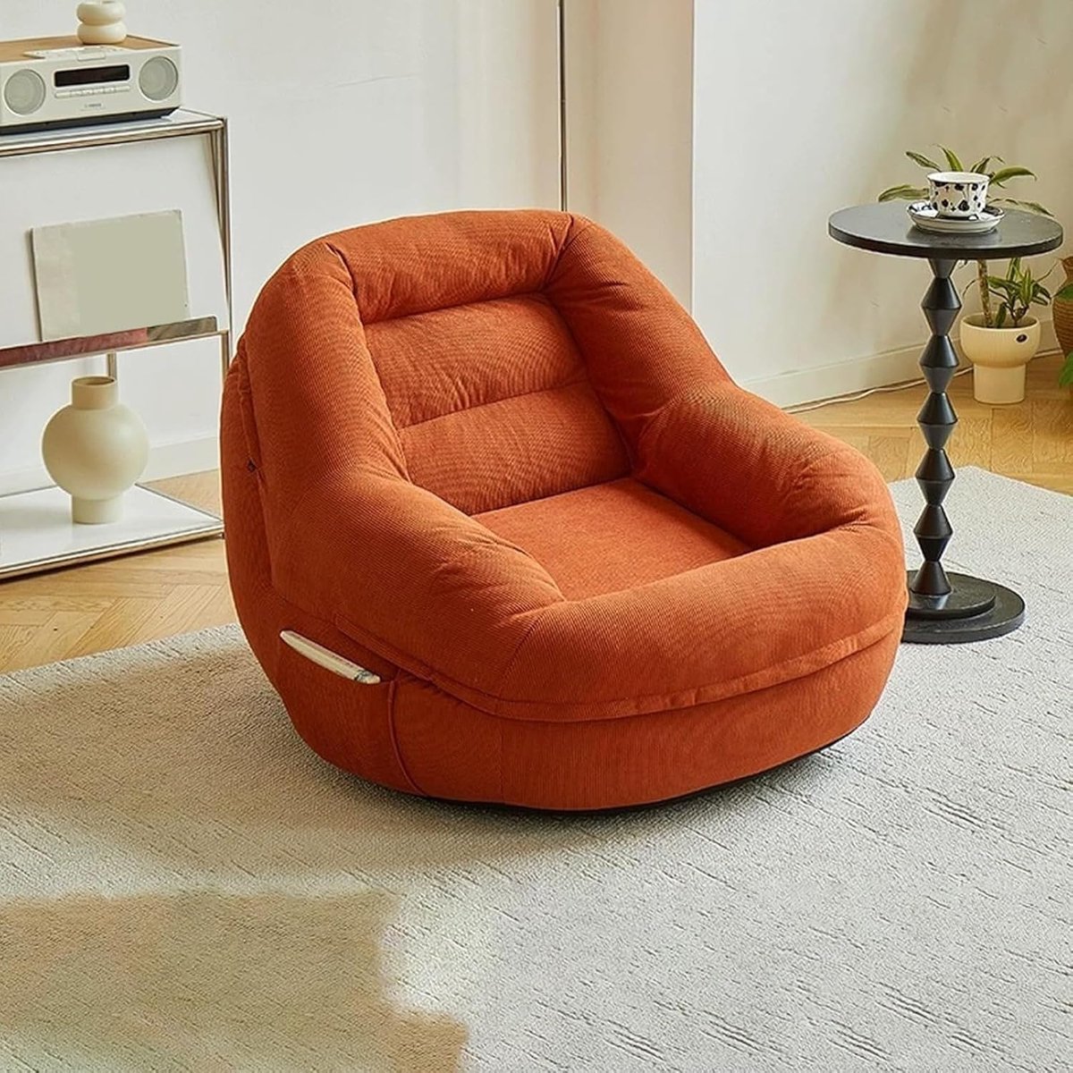 Compression Sofa, Single That Can Be Reclined or Slept on Tatami Reclining Chair, Lazy Floor Sofa, for Living Room Bedroom Office Orange