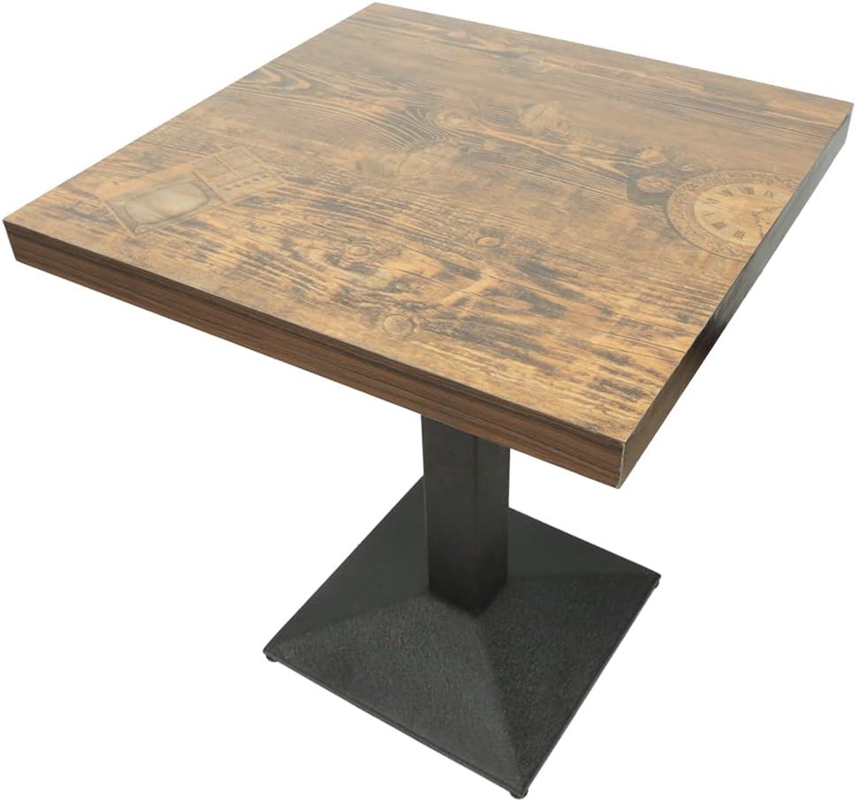 Rustieke rechthoekige tafel van MDF en metaal - keuken en bar, ronde tafel van hout - 60 x 75 cm