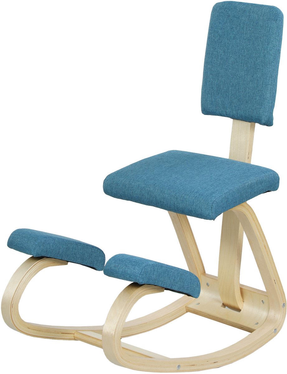 Ergonomische Kniestoel met Rugleuning – Rocking Kniekruk – Houdingscorrigerende Schommelstoel – Donkerblauw – Belastbaar tot 120 kg