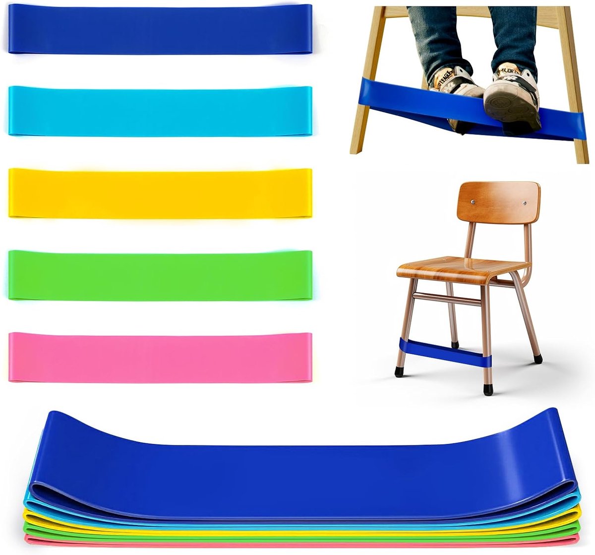5-pack stoelbanden voor kinderen met fidgety voeten, ADHD-tools voor kinderen, verbeteren de focus en verminderen rusteloosheid, stoelbanden voor sensorische ADHD ADD ADD autisme - Must Haves