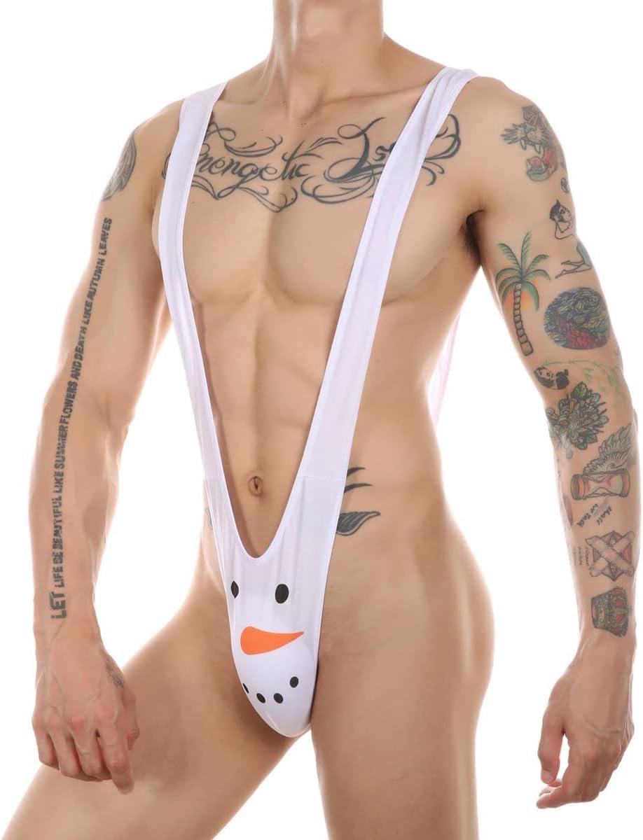 Mankini voor heren, sexy string, badpak voor Kerstmis, Halloween, kerstman, 1 verpakking met sneeuwpop, 1 pak sneeuwpop, one size