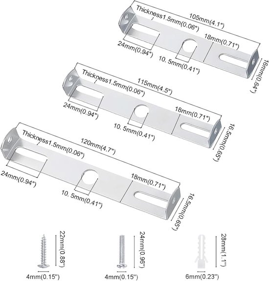 Montagebeugel voor verlichtingsarmaturen, 6 stuks lichtplaatondersteuningsstang, universele montagehardware voor plafondlamp, vervanging van hanglampen, wandkroonluchter, plafondlamp (105 mm, 115 mm — afbeelding 5