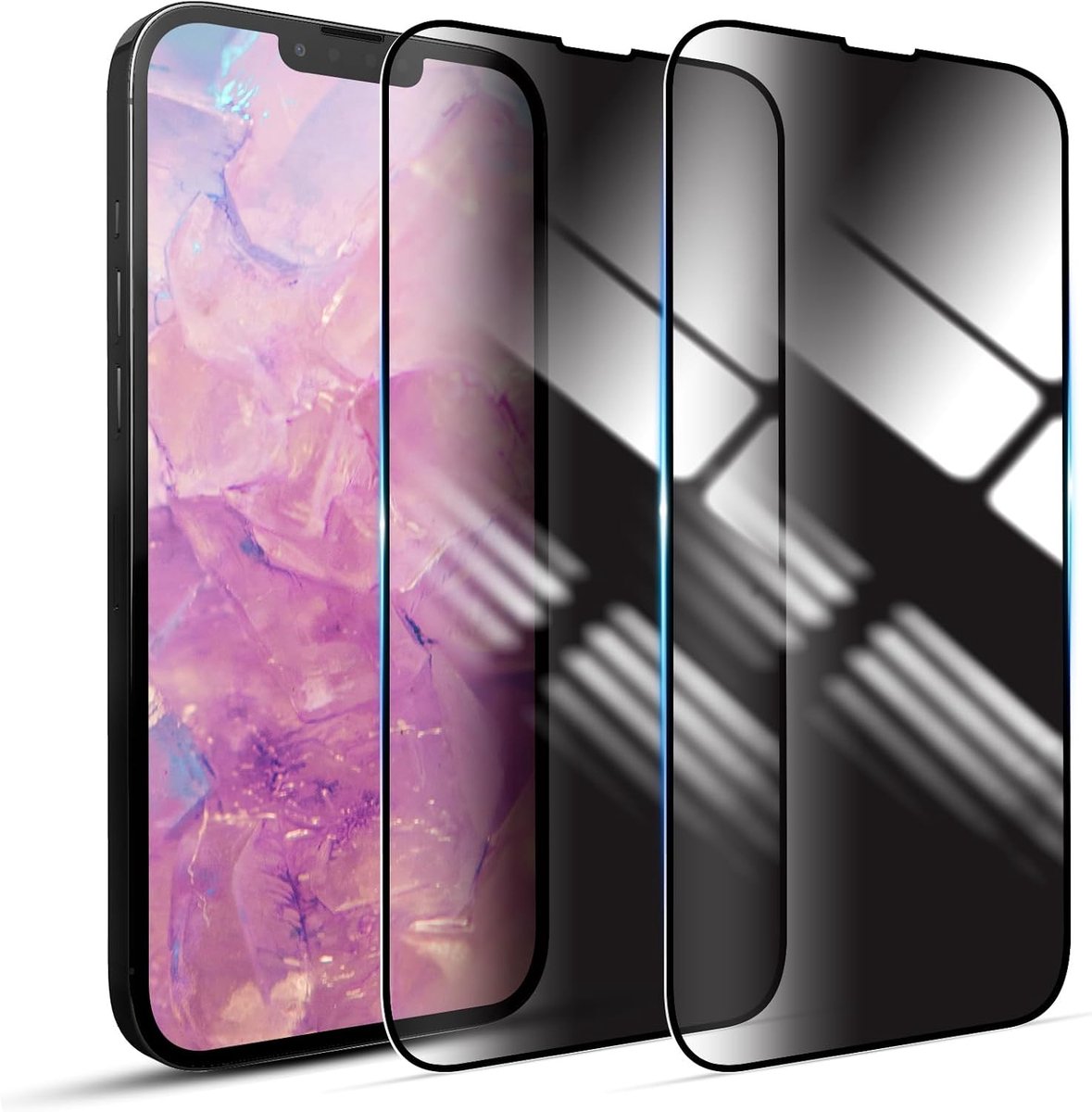 [2 stuks privacyschermbeschermer voor Apple iPhone 16 Plus gehard glasfolie, anti-spy anti-kras glanzende afwerking krasbestendig hoge gevoeligheid, zwart