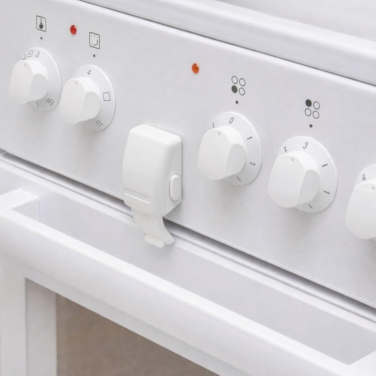 Kinderbeveiliging, 2 stuks, wit, ovenbeveiliging met hittebestendige lijm, dubbele drukknop, verwijderbaar zonder resten achter te laten, ovendeurslot om te lijmen, fornuis, ovendeur,