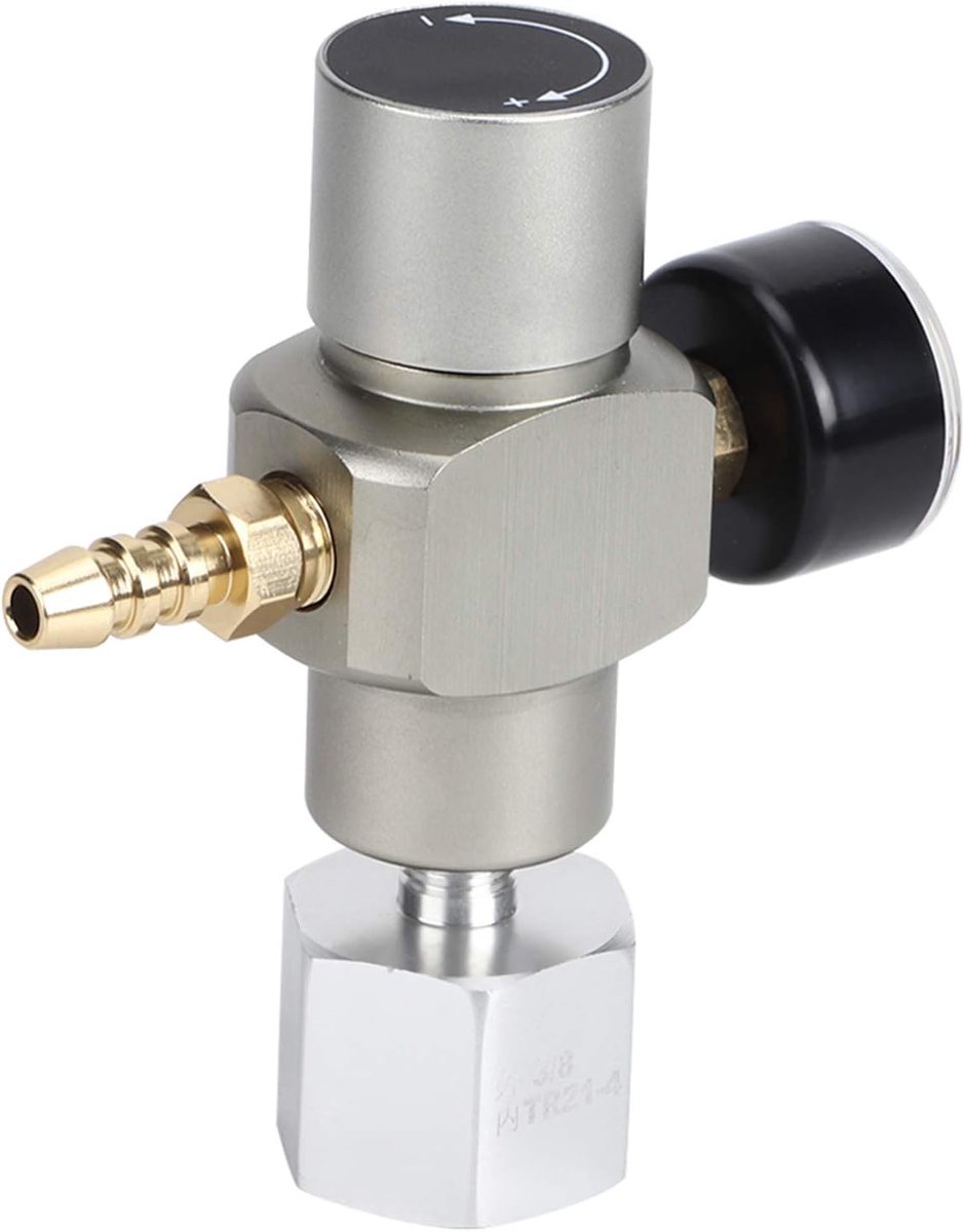 Mini CO2 gasregelaar 2 in 1 - 30 psi drukmeter - met adapter - voor 3/8in naar TR21.4 - voor bierkeggerator