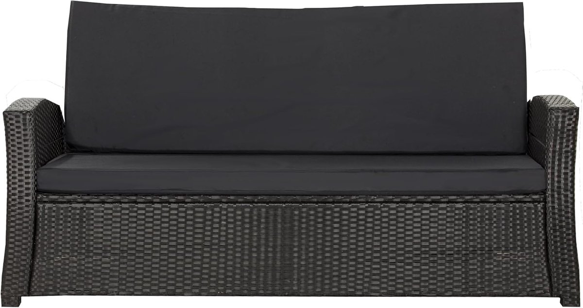 Bankkussen, polyrotan, zitkussen, comfortabele zitkussens voor tuinbanken, perfecte kussens voor je tuinbank of schommelbank, zwart, 180 x 60 x 50 cm