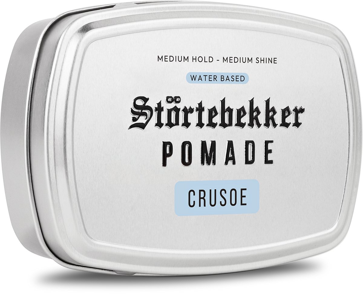 Störtebekker® Premium Pomade Waterbasis Crusoe (frisse geur met citrus en vanille) - Hair Pomade Heren - Medium Hold & Medium Glans - Haarwax 125ml - Barbershop Haarpomade - Haarstyling Hair Wax Water Based Made in Germany
