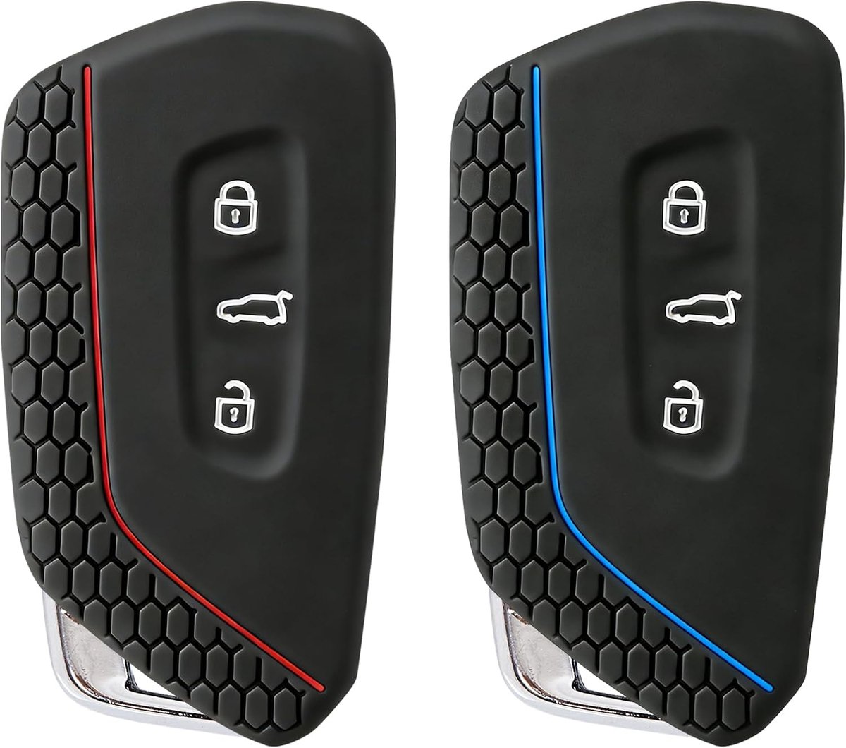 2 stuks, TPU siliconen sleutelhoes, cover 3 toetsen, autosleutel beschermhoes, compatibel met VW Golf 8, E-Golf, ID3, ID4, GTI, GTE, SEAT, Skoda, Cupra