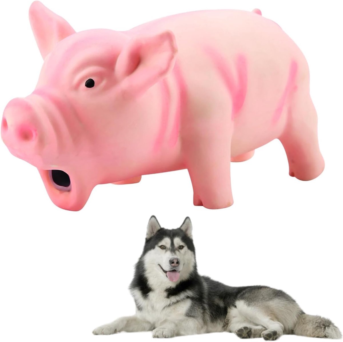 Roze varkentje, hondenspeelgoed, huisdier, kauwspeelgoed voor honden, puppyspeelgoed, angstverlichting voor honden, puppy's, kauwspeelgoed, rubber, knijpcadeau voor honden (roze)