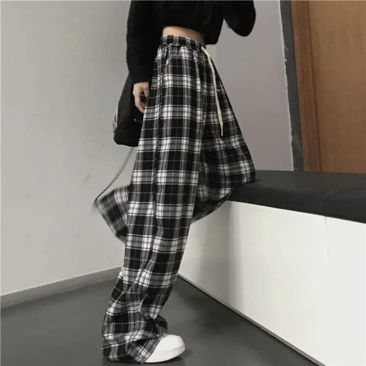 Plaid Parachute Broek Cargo Broek Voor Vrouwen Baggy Harajuku Lage Taille Y2K Broek Grunge Broek, Plaid, 3XL