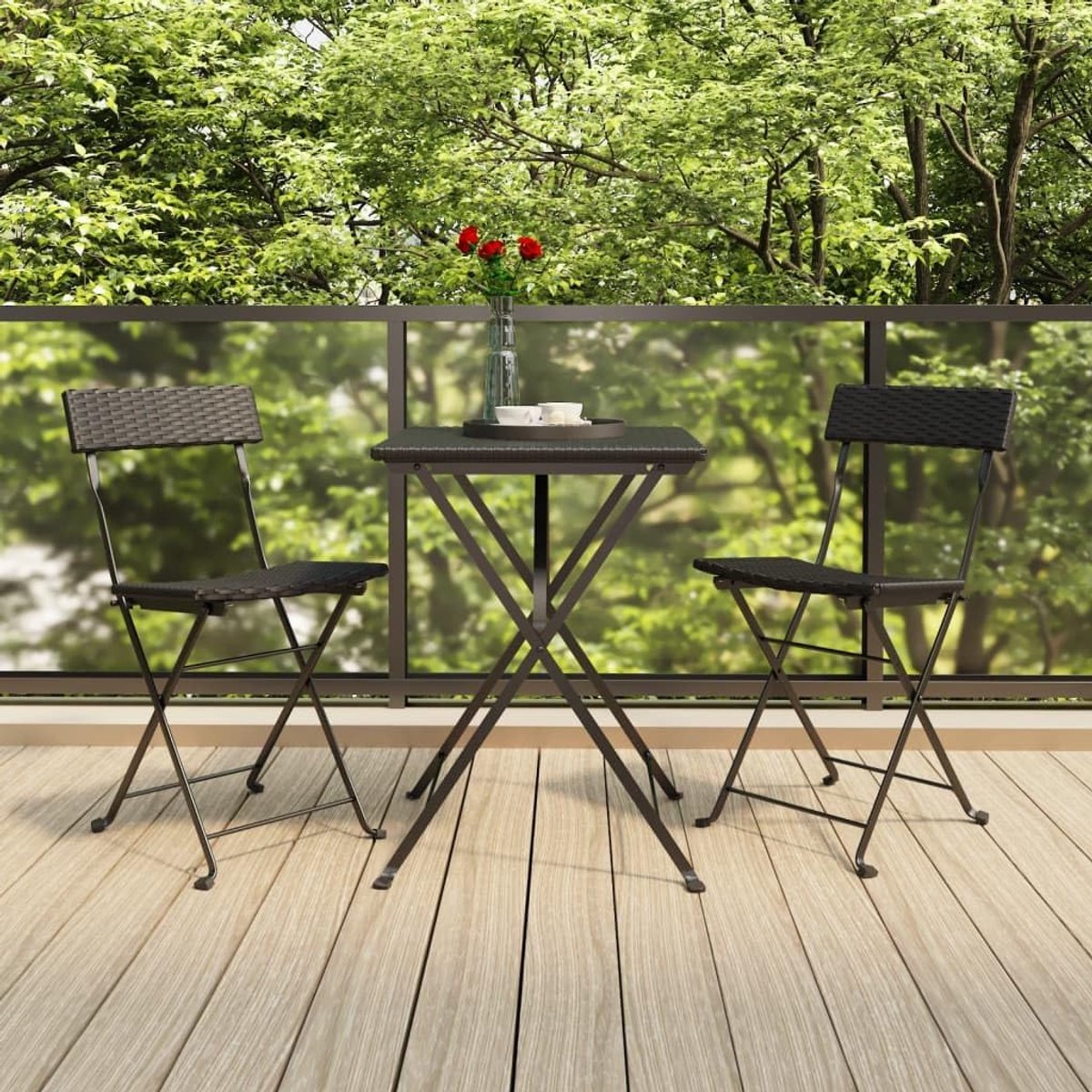 2 stuks, inklapbaar, zwart, polyrotan en staal, vrijetijdsstoelen, balkonstoelen, buitenstoelen, terrasstoelen voor tuin, gazon, terras