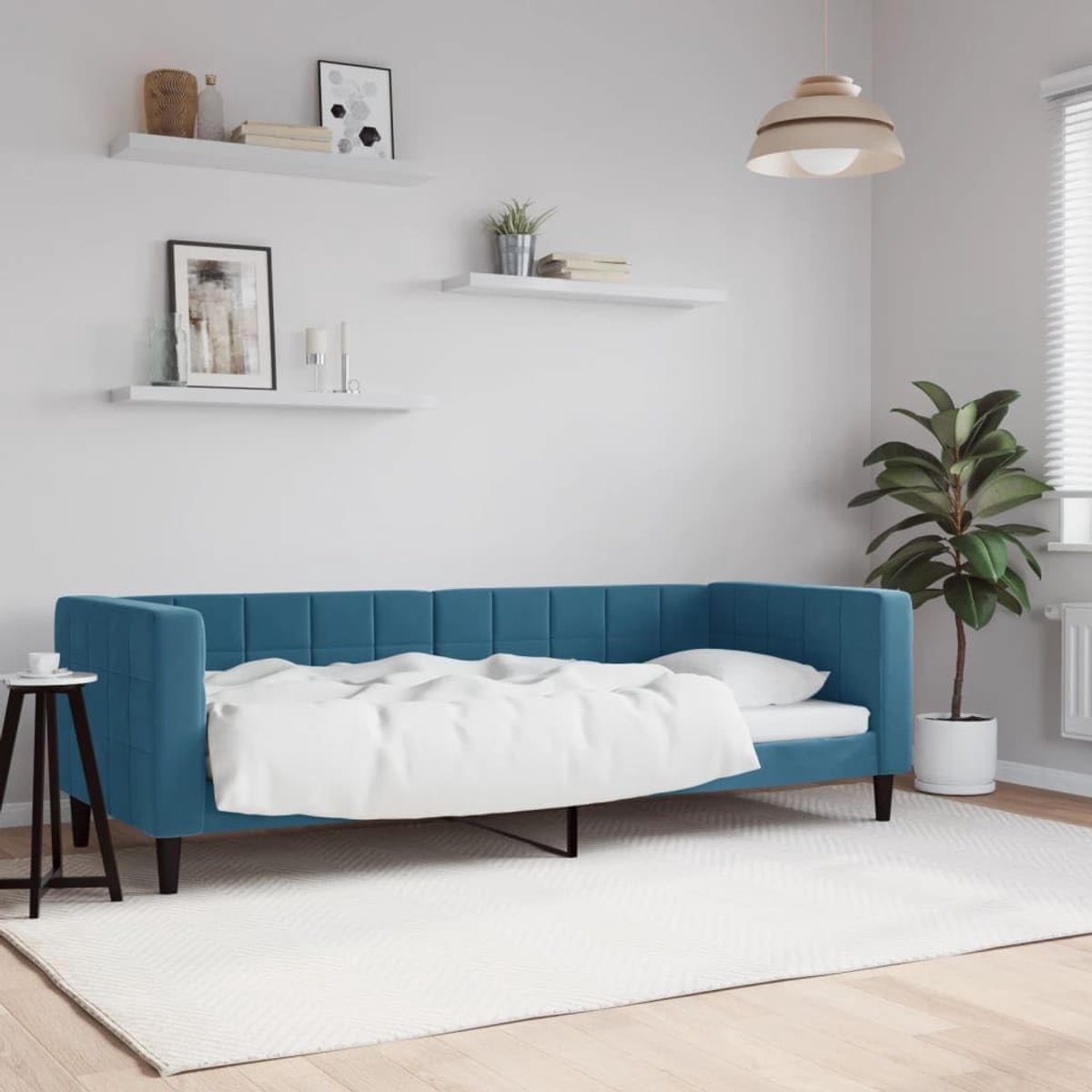 Bed blauw 80 x 200 cm fluweel Cornice da letto per soggiorno Struttura del letto dell'hotel Telaio per Camera da letto