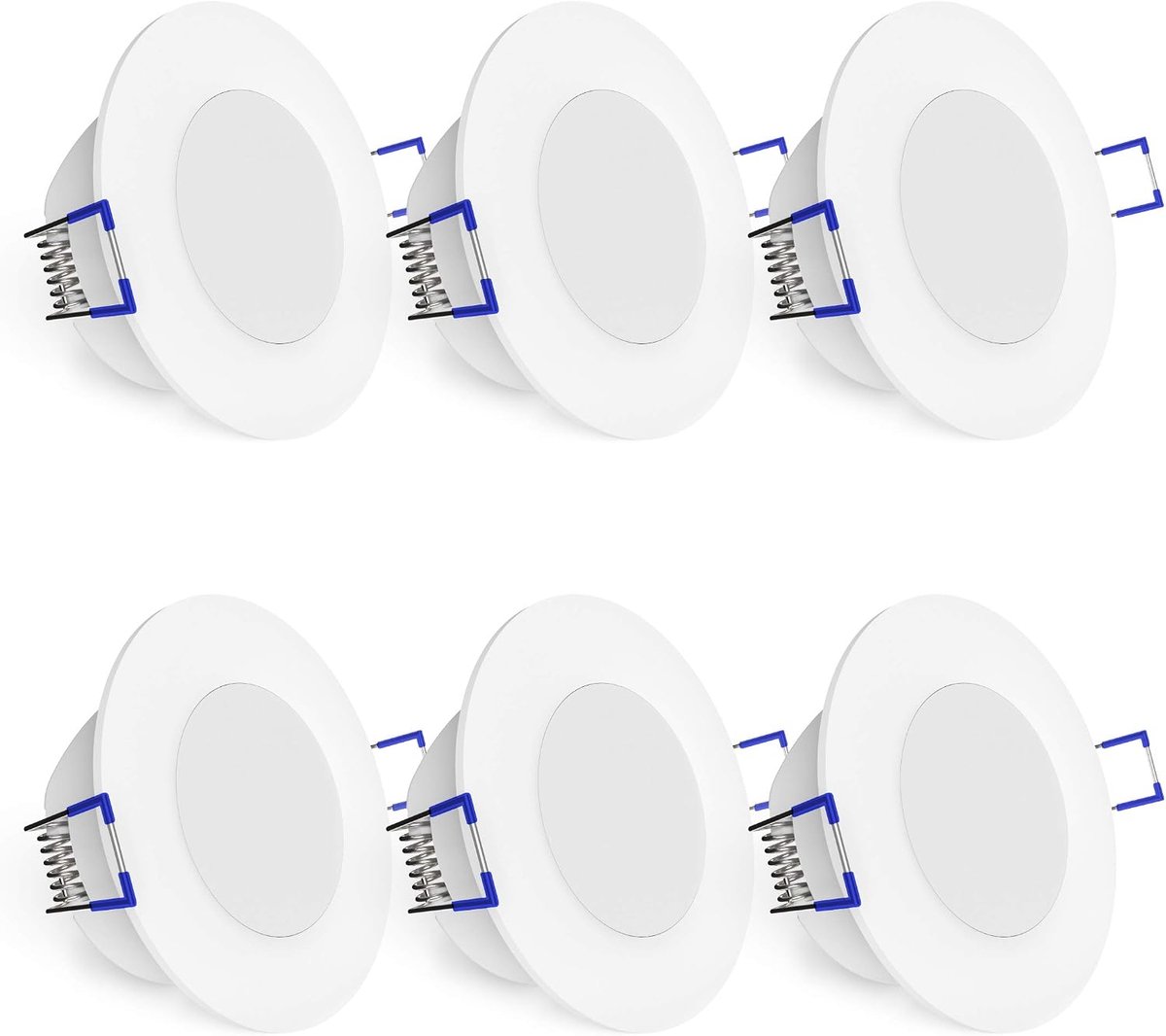Linovum WEEVO 6-delige set IP44 inbouwspots LED 230V voor badkamer & buiten - ronde plafondspots neutraal wit 3,5W platte inbouw 29 mm