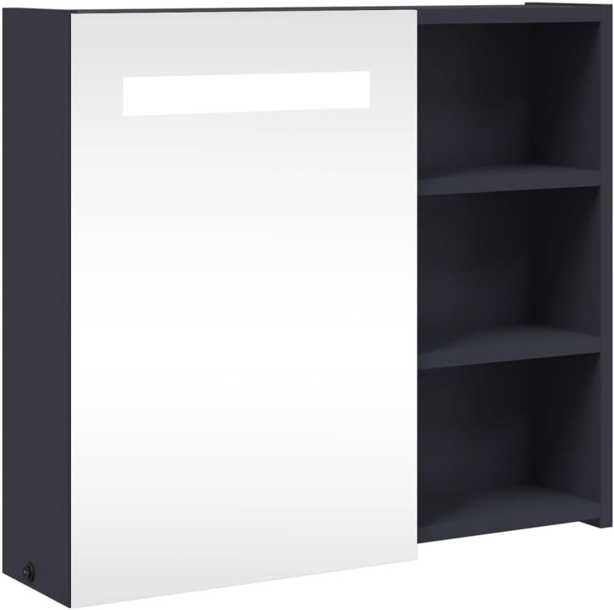 Badkamer spiegelkast wandgemonteerde spiegelkast met LED-licht spiegeldeur opbergkast met open planken en binnenplanken voor badkamer douche grijs 60x13x52 cm