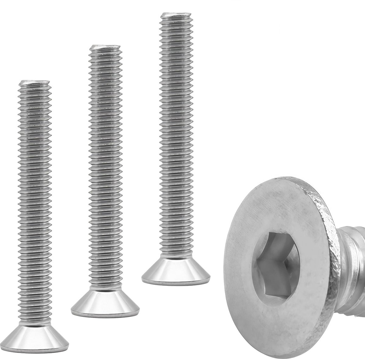 50 stuks verzonken schroeven M4 x 8 mm met binnenzeskant DIN 7991 roestvrij staal A2 V2A zeskant verzonken schroeven platte kopschroeven metalen bevestigingsschroeven voor industriële