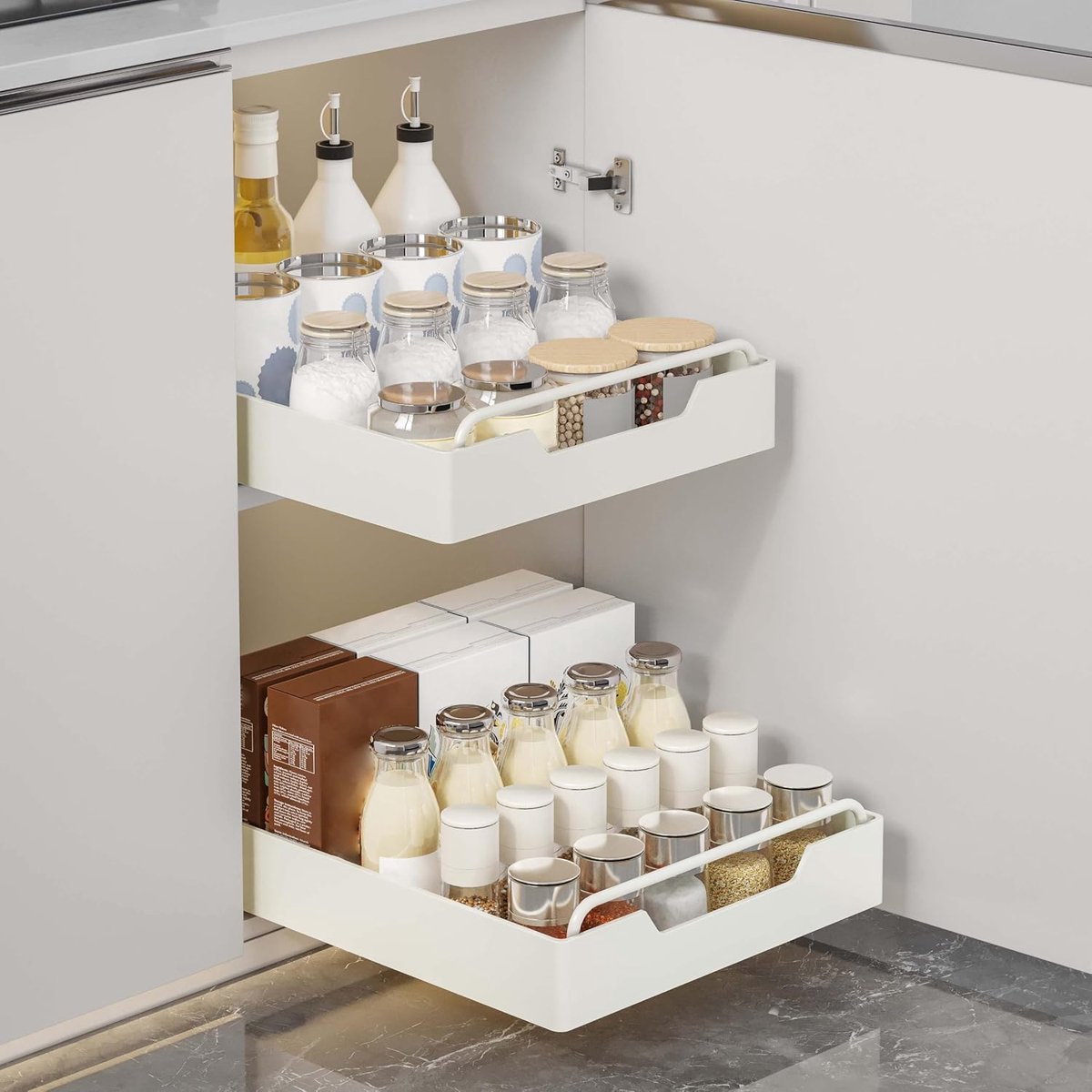 Uittrekbare lade voor de keuken, telescopische lade, keukenkast, uittrekbare organizer, uittrekbaar, pull-out kastorganizer, 30 cm x 43 cm x 7 cm