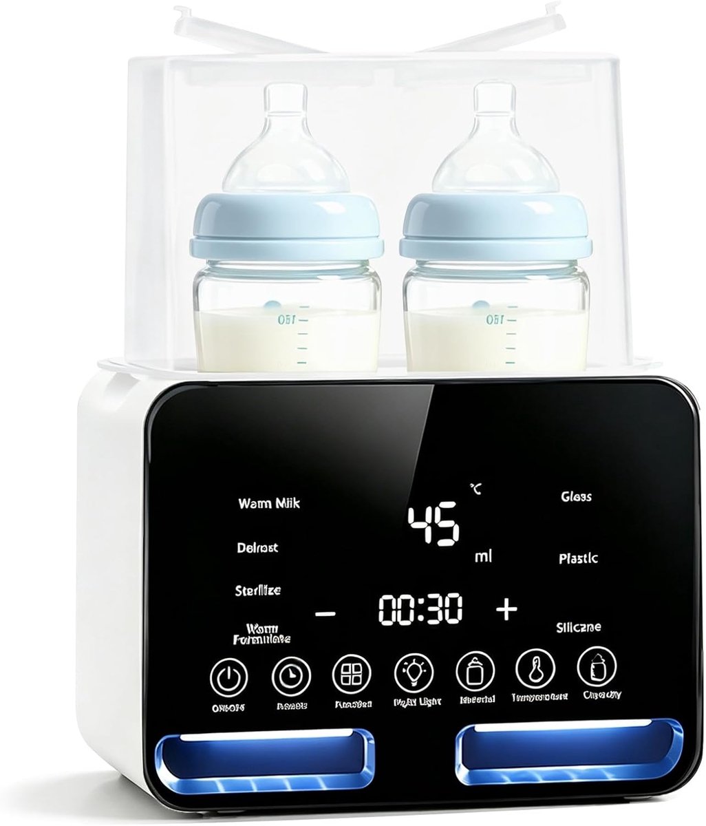 Flessenwarmer voor 2 flessen, sterilisator voor babyflessen